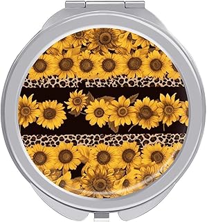 Leopard and Sunflower Travel Makeup Mirror Po...