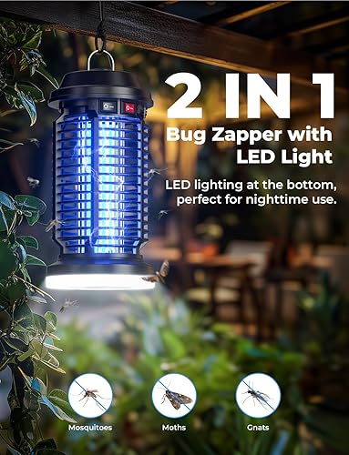 Miniatura 2 de YISSVIC Bug Zapper - Lámpara eléctrica de mosquitos para interiores y exteriores, impermeable, matamoscas eficaz de 4200 V, enchufe para el hogar,