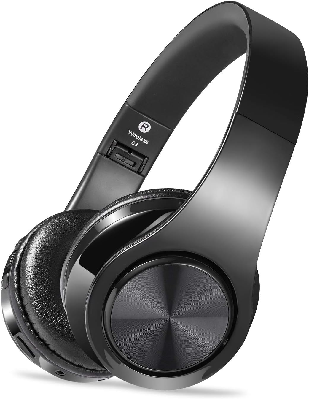 Wireless Headset with Mic, Foldable Bluetooth Headphone with 3.5mm Audio Jack, Built-in Noise Cancelling Microphone, Support for Plug-in Card, for PC, Phone(Black)