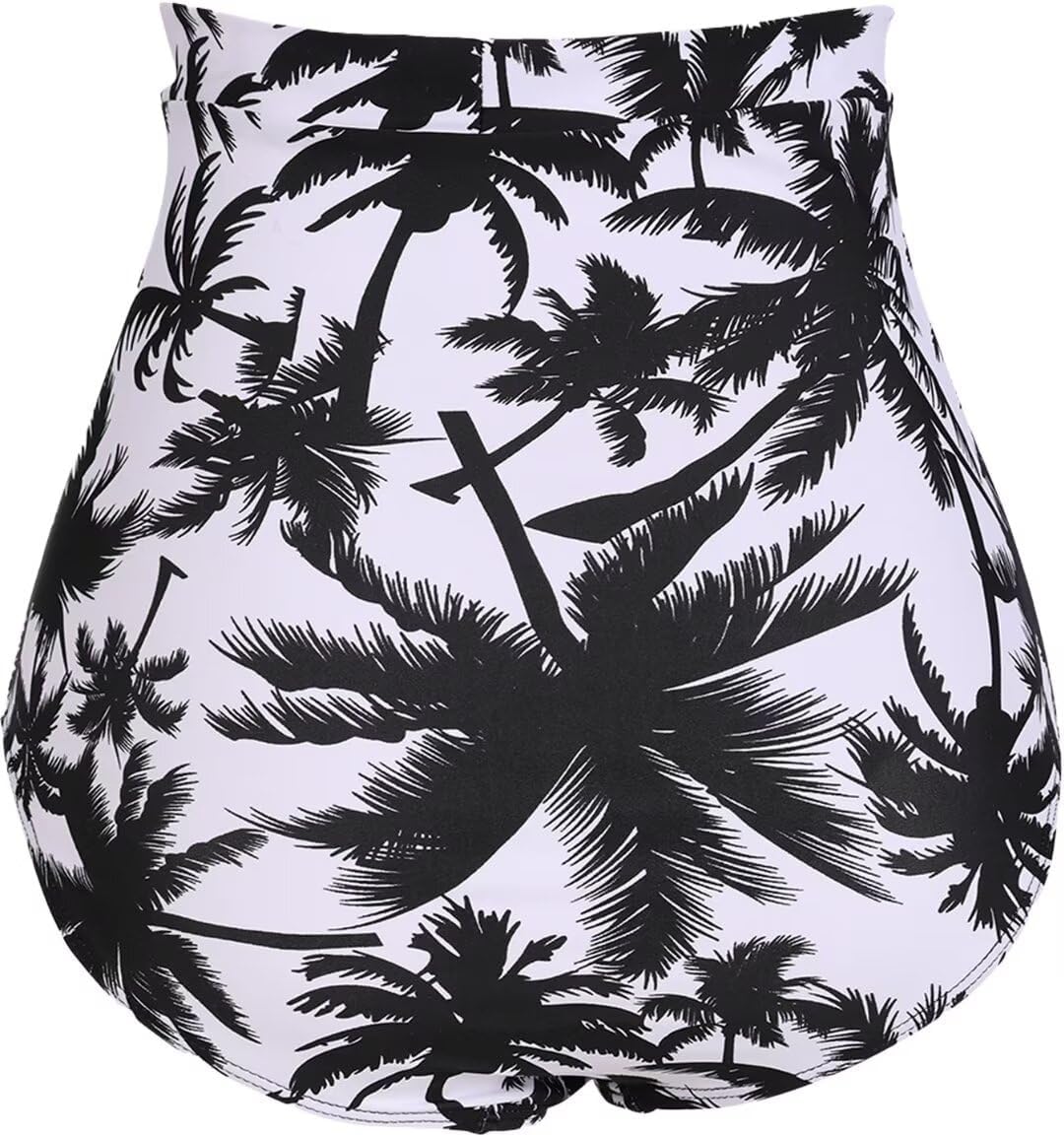 COCOPEAR Women's Ruched High Waisted Bikini Bottom Retro Vintage Swim Short Tankinis
