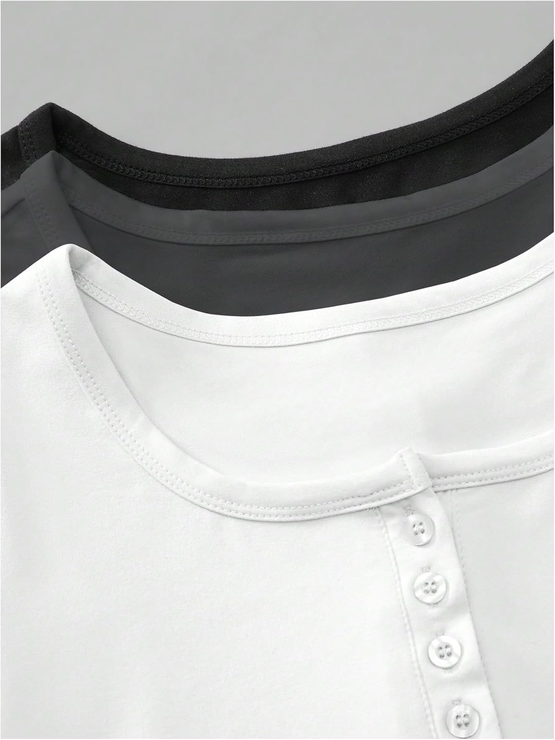 SOLY HUX Women's Plus Size Short Sleeve Scoop Neck T Shirts Button Slim Fit Tees Henley Tops 3 Packs - Image 4