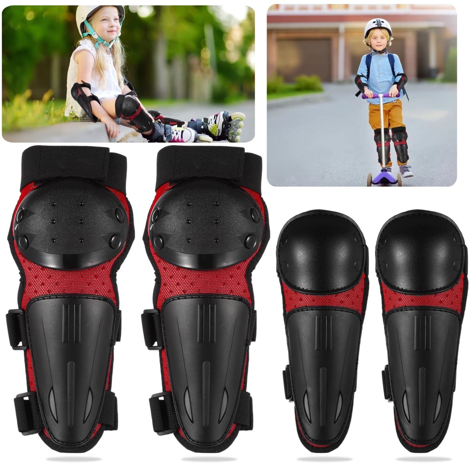 Verstellbares Knie- und Ellenbogenschoner-Set für Kinder, Schutzausrüstung zum Radfahren, Skateboarden, Skifahren, Dirt Biking