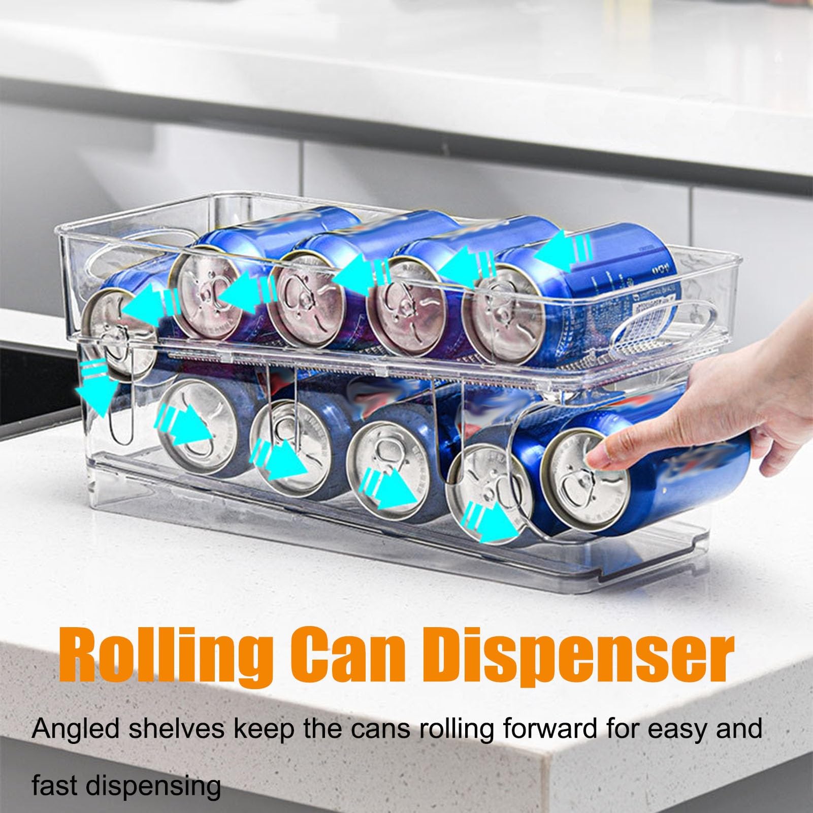 Organizador Latas Nevera Organizador De Latas De Plástico Transparente, Soporte Organizador Automático De Bebidas con Ruedas para Refrescos, Cerveza Y Otras Bebidas