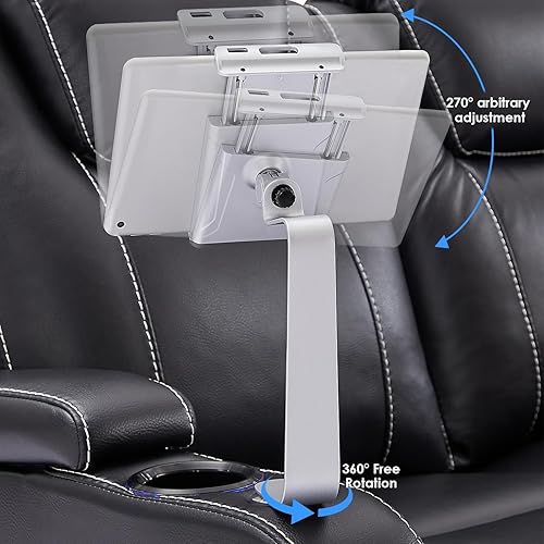 Miniatura 4 de Weilianda Serie de asientos de cine en casa, soporte giratorio para tableta y teléfono celular, accesorios para sofá, 2 juegos de plata