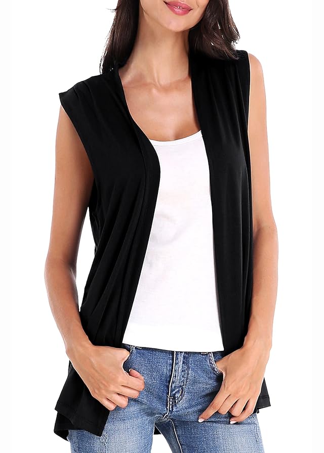 Urban CoCo Womens Sleeveless Cardigan Open Front Vest Lightweight Cool Coat