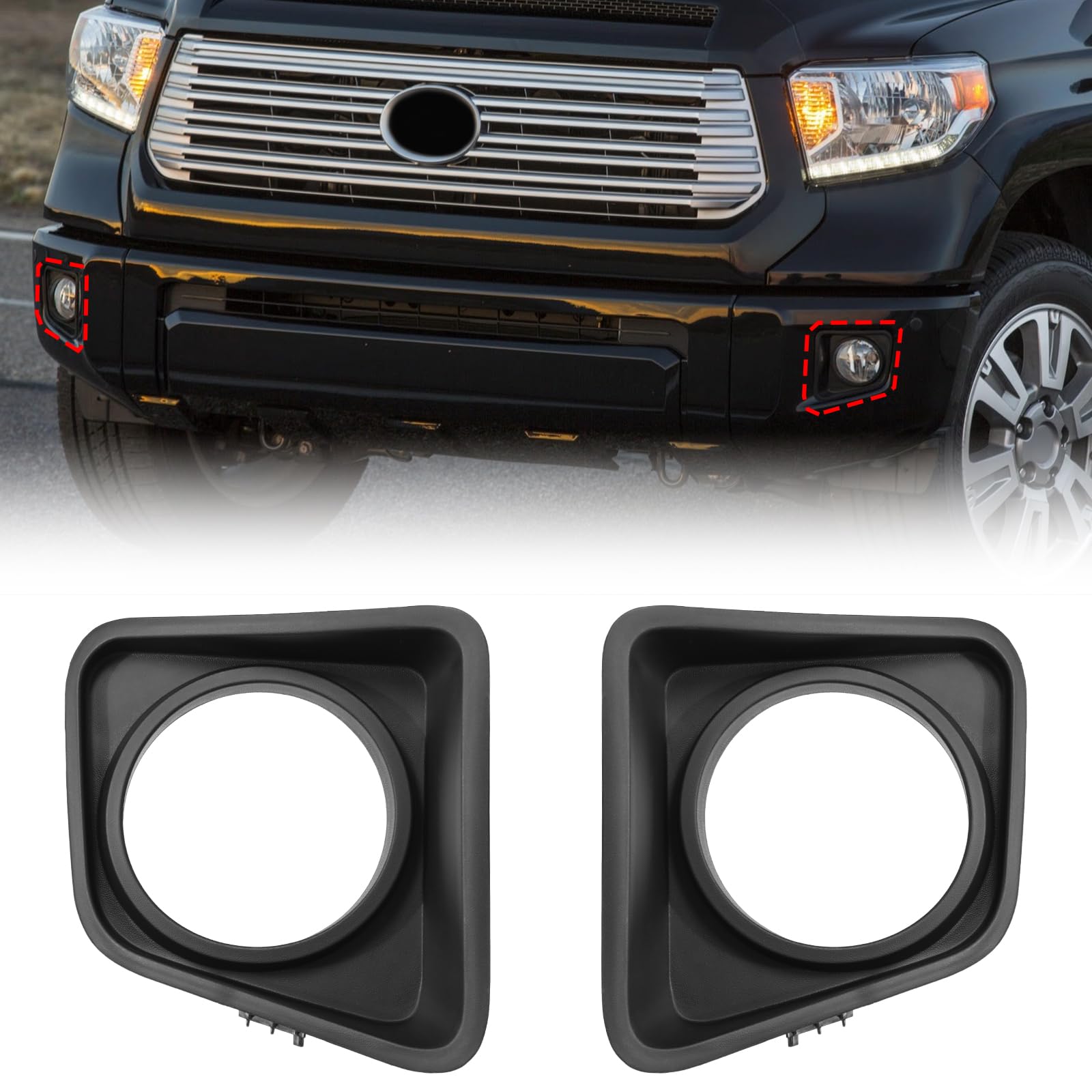 BXZ Fog Light Bezel Lamp Trim Cover Bumper Insert Pair For Toyota Tundra 2014-2021