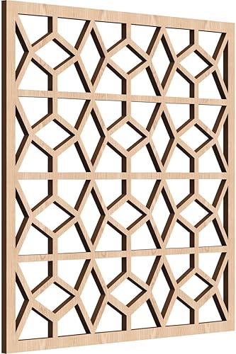 Miniatura 3 de 23 38 pulgadas de ancho x 23 38 pulgadas de alto x 38 pulgadas de alto, grandes paneles de pared de madera de calado decorativo Akron, roble rojo