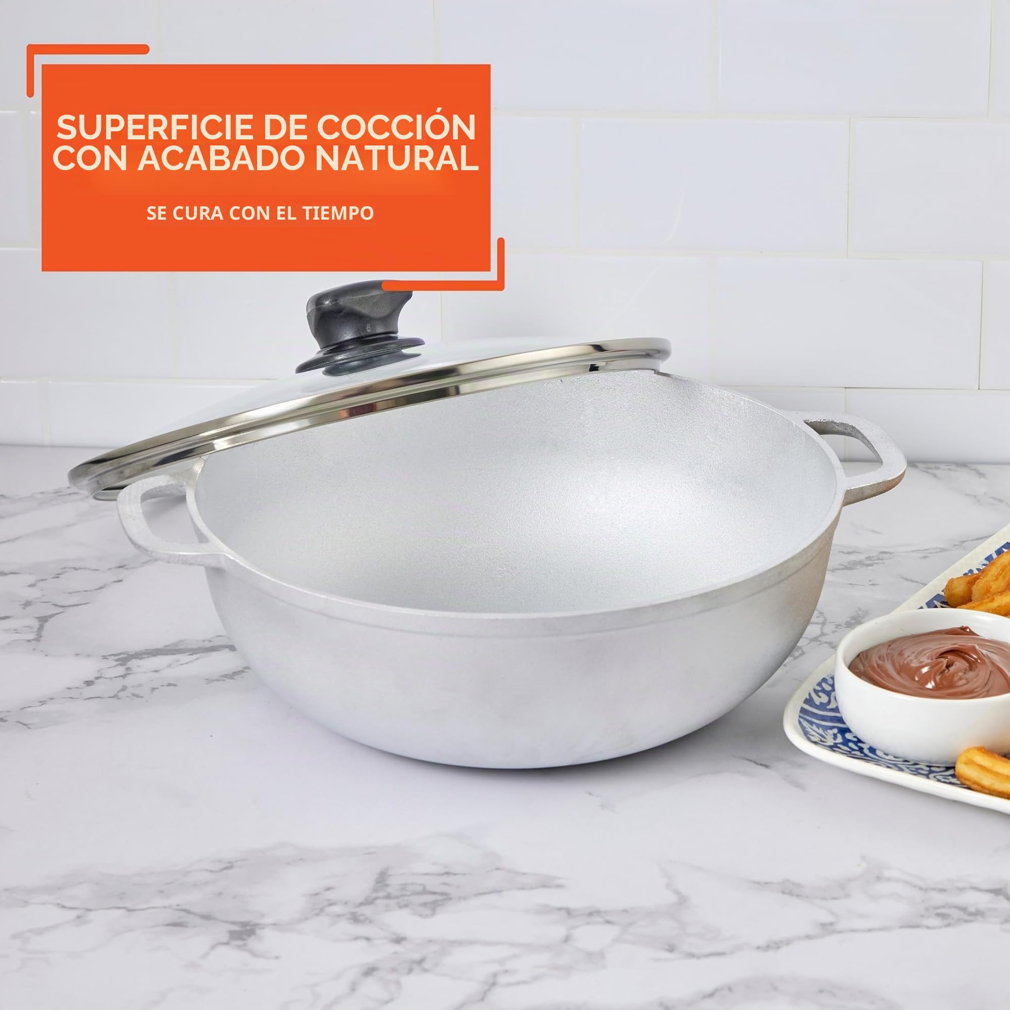 IMUSA Caldero básico de 3.7 cuartos con tapa de cristal, 24 cm