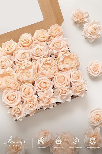 Miniatura 30 de Ling's moment - Juego de flores artificiales para manualidades, ramos de boda, centros de mesa, arreglos de novia, fiestas y decoración del hogar