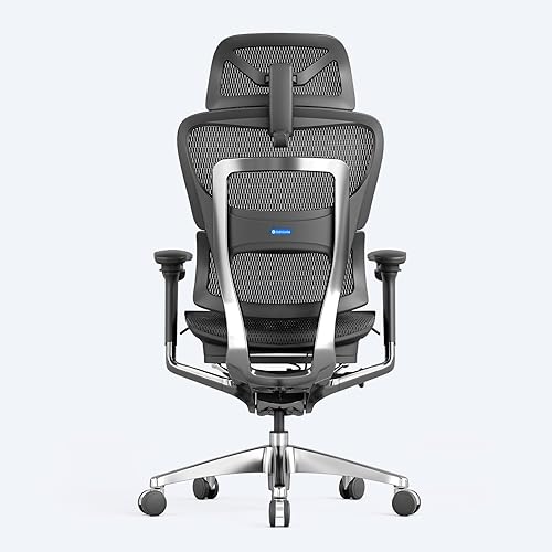 Odinlake 743-Plus Office 350 libras, malla ergonómica resistente, soporte lumbar giratorio para computadora de respaldo alto y brazos 4D, asiento