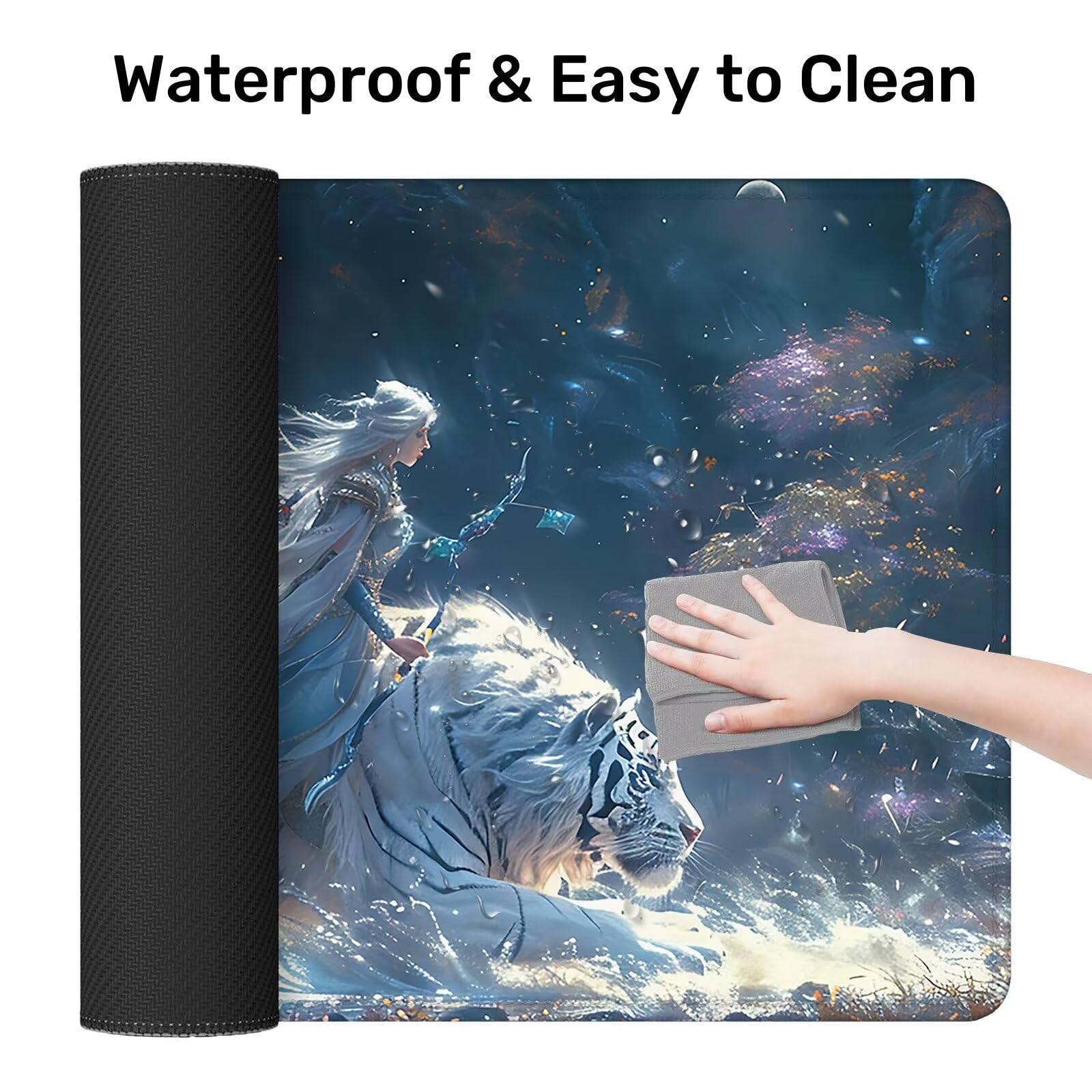 Alfombrilla Ratón Gaming, 1500x600x4 mm Alfombrilla Ratón XXL Dibujos Animados, Impermeable Alfombrilla Escritorio con Tela de Micro Tejido Superior, Base Antideslizante, Mousepad Gaming (Tigre) W-2