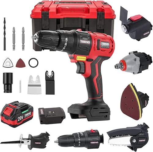 Cordless Combo Kit 20V, 8-in-1 Cordless Multi-tool with Case, Drill,