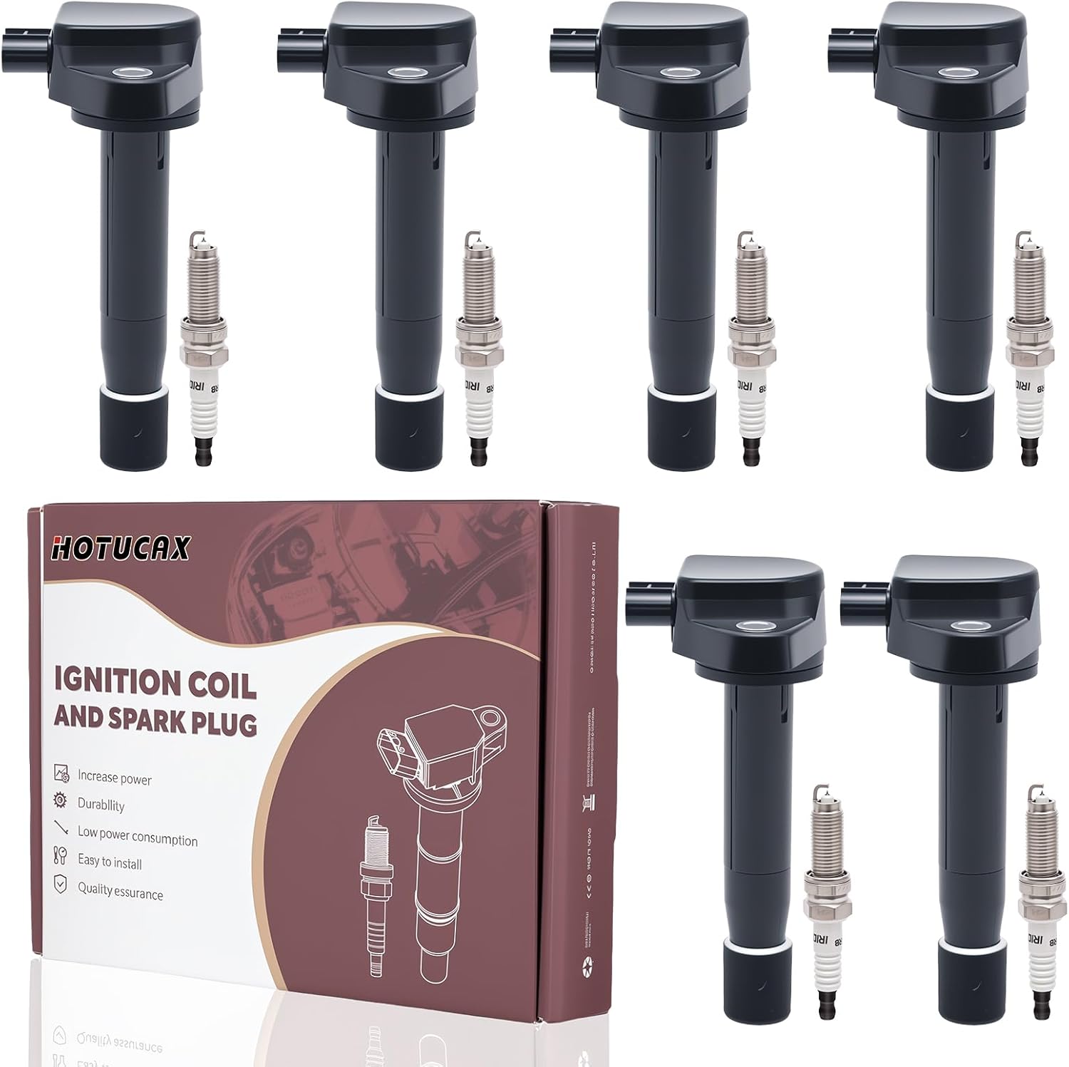 Ignition Coils UF603 & 97390 Double Iridium Spark Plug Set Compatible with Acura RDX RL TL TSX ZDX Honda Accord Crosstour Odyssey Pilot Ridgeline 3.5L 3.7L V, Replace Part 30520R70S01, 6 Pack