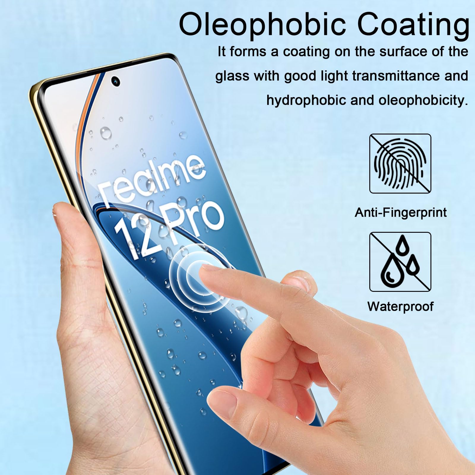 Kit Realme 12 Pro: Cover Trasparente TPU + Pellicola Vetro Temperato, Custodia Sottile Antiurto