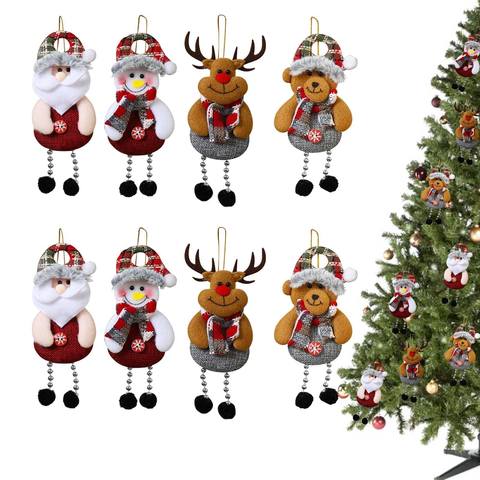 8 Piezas Adornos Navidad Arbol,Divertidas Adornos Navideños Arbol,Lindo Decoracion Navidad Arbol,Papá Noel,Muñeco De Nieve,Venado,Oso Decoración Navidad,4 Estilos Adorno Arbol Navidad