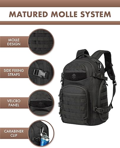 Miniatura 3 de Mochila táctica para computadora portátil, mochila militar para hombre, mochila táctica negra, Tac0006black, Moderno