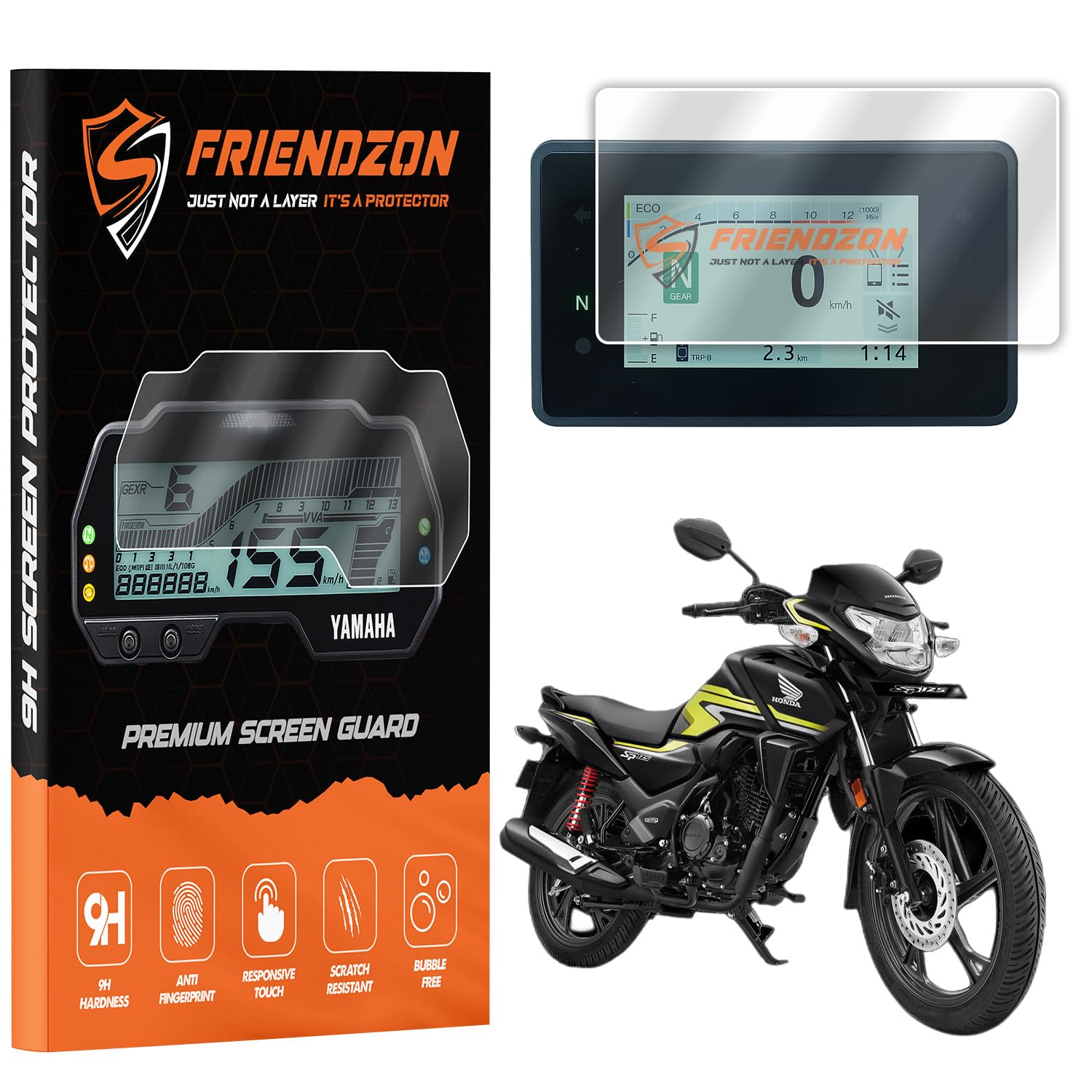 FriendZon Screen Guard For NEW HONDA SP 125 Bike 2025 | Anti Scratch | Water Resistant | HD Clear | TFT Digital Display Instrument Cluster Protector | Speedometer Accessory [Not Tempered Glass] (Pack of 1)