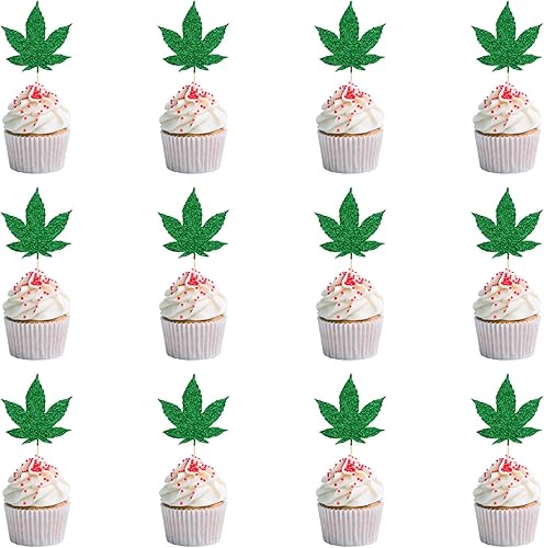 DecoraciĂłn para cupcakes de hojas de marihuana, adornos para cupcakes con purpurina, decoraciones de fiesta de hierbas, decoraciĂłn de fiesta de DecoraciĂłn para cupcakes de hojas de marihuana, adornos para cupcakes con purpurina, decoraciones de fiesta de hierbas, decoraciĂłn de fiesta de
