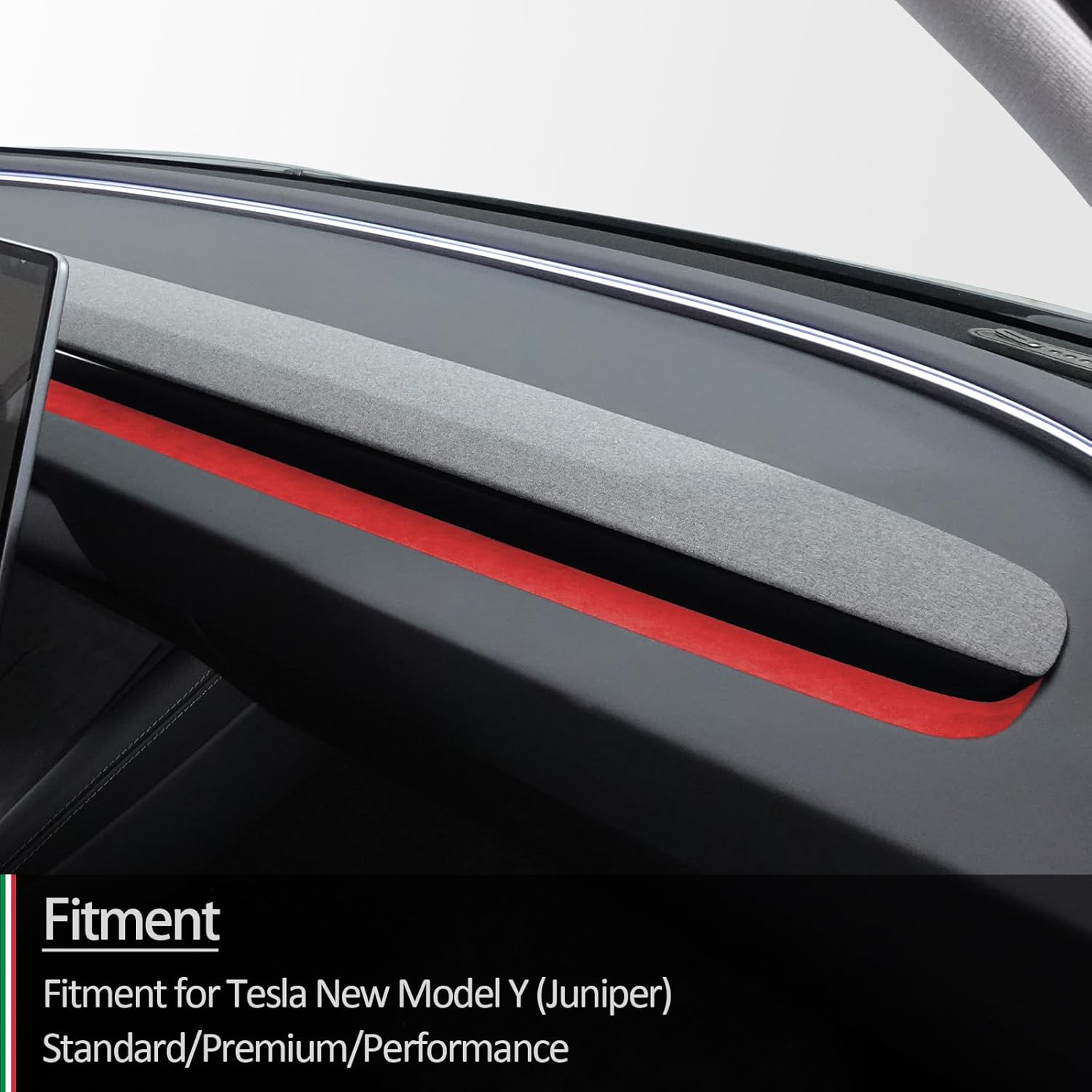 GZXinWei Front Air Vent Accent for Alcantara Tesla New Model Y 2025-2026 Red Italian Suede Instrument Panel Trim Cover Sticker Sporty Dashboard Decor