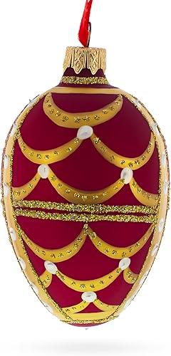 Arcos dorados en cristal de huevo rojo adorno 4 pulgadas