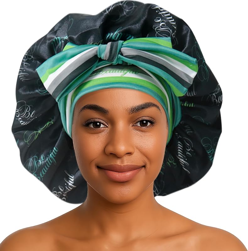 Touca de cetim para dormir BE BEAUTIFUL EXTENSIONS com amarração ajustável