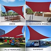 Vista 2 de Windscreen4less - Toldo parasol rectangular impermeable de 10 x 13 pies, con bloqueo UV, para patio trasero, cubierta de sombra para terraza, Rojo
