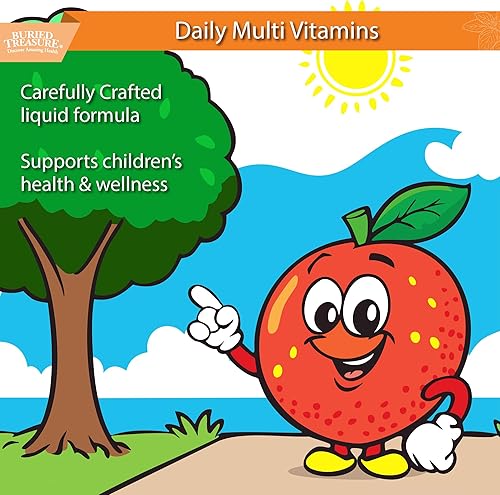 Miniatura 3 de Buried Treasure Multivitamínico y minerales multilíquido diario para niños, suplemento dietético vegano nutricional para niños, sin ingredientes