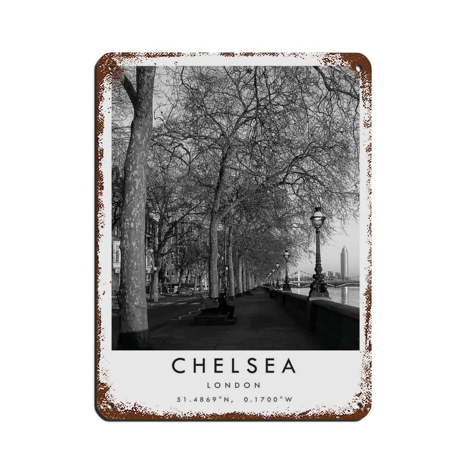 Lxwnze 30L X 40W Cm Chelsea Travel, Chelsea Poster Tin Sign Vintage Metal Pub Club Cafe Bar Home Wall Art Decoration Poster Retro 12X16inch(30X40cm)