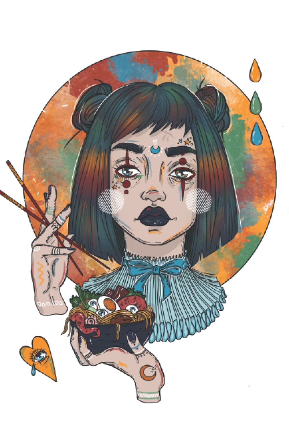 Girl artist eats ramen