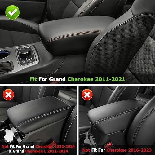 Miniatura 2 de INTGET Funda para reposabrazos de consola central de automóvil para Jeep Grand Cherokee 2011-2020 2021, accesorios para reposabrazos, almohadilla de
