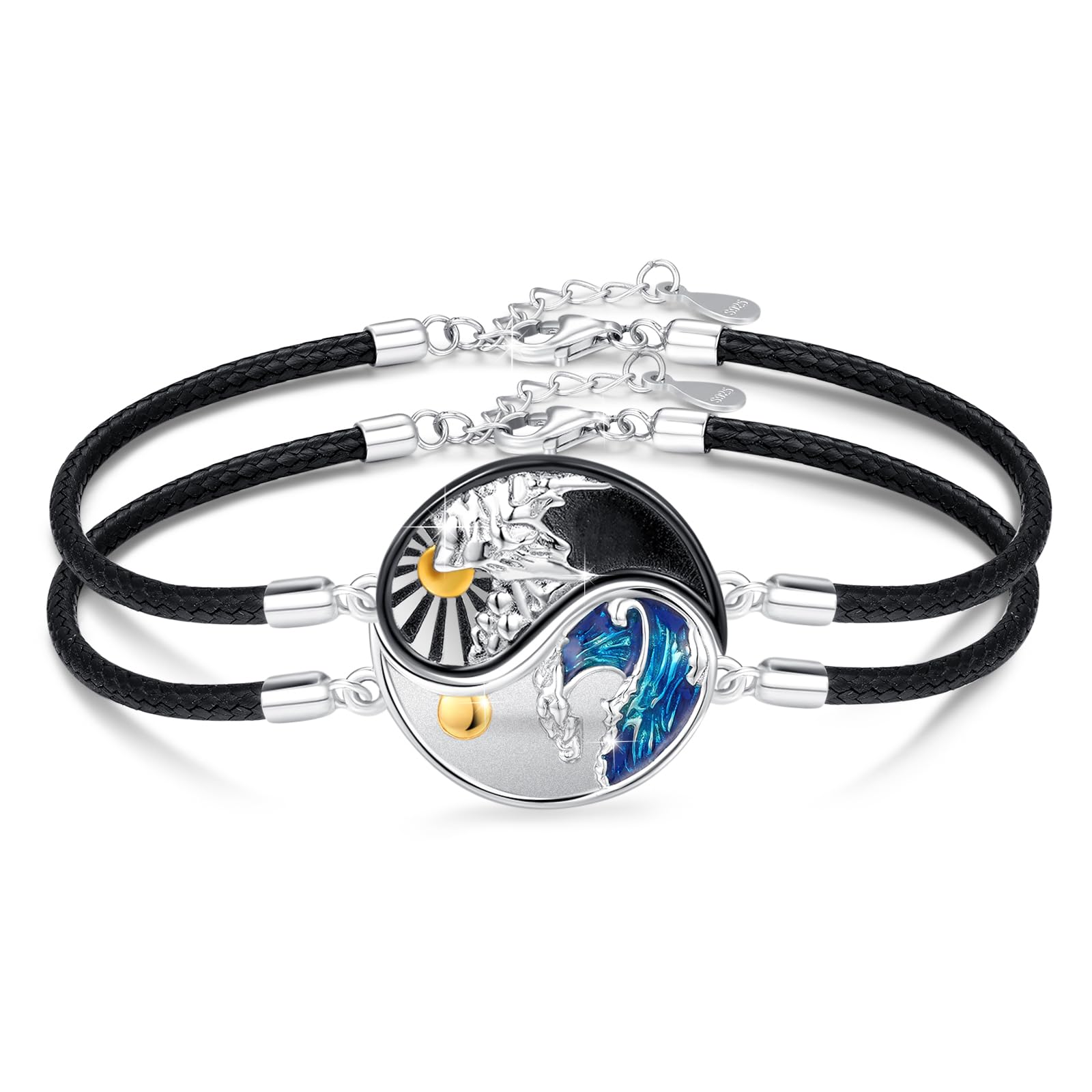 JFASHOP Yin Yang Halsketting, 925 sterling zilver, taichi, 2 stuks, BFF ketting, berg, zon, hanger, ketting, sieraden, geschenken voor dames en heren JFASHOP Yin Yang Halsketting, 925 sterling zilver, taichi, 2 stuks, BFF ketting, berg, zon, hanger, ketting, sieraden, geschenken voor dames en heren