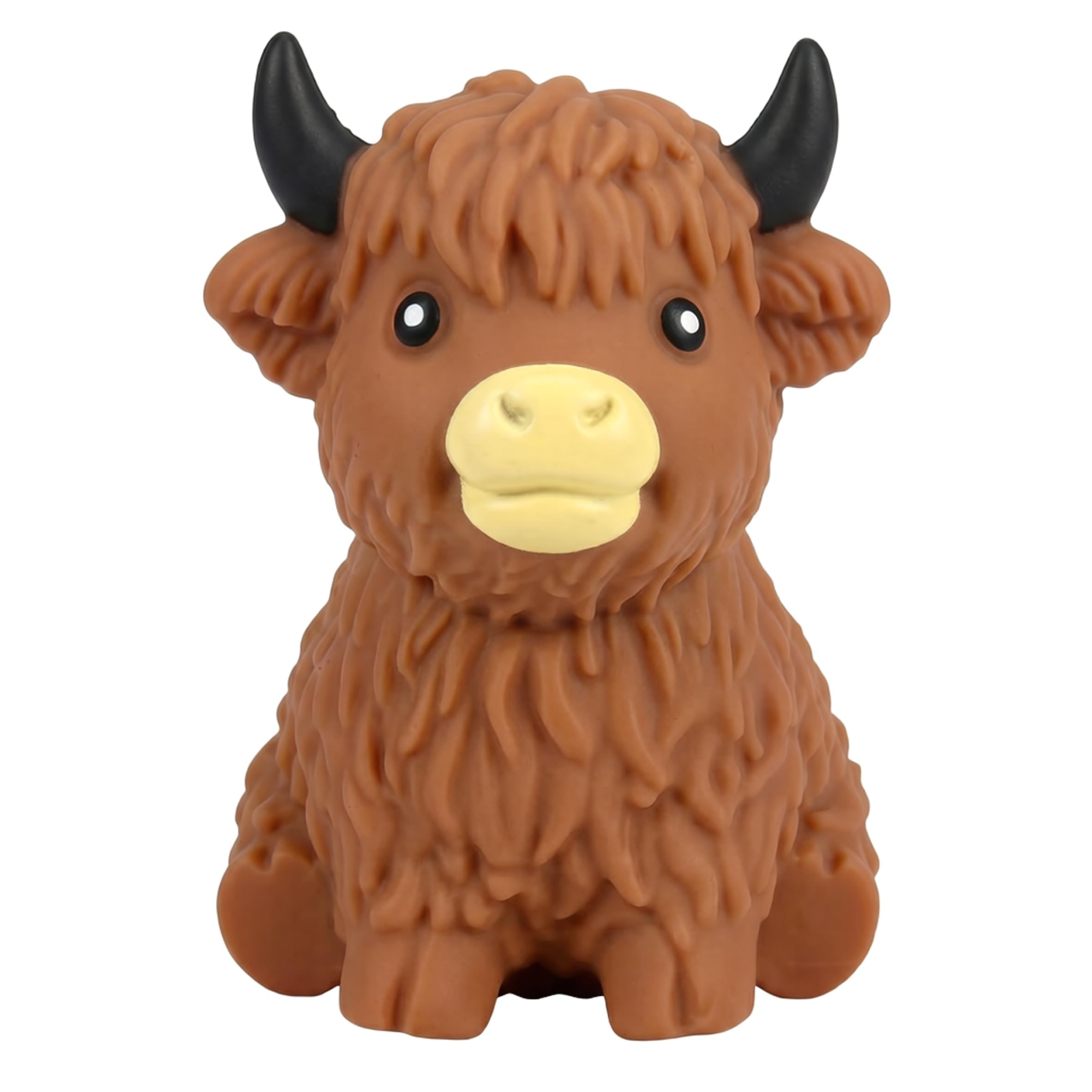 Highland Cow Stress Ball, Soft Squeeze Toys For Stress Relief, Lifelike Cow Squish, Brown (3.15×2.36 Inch)