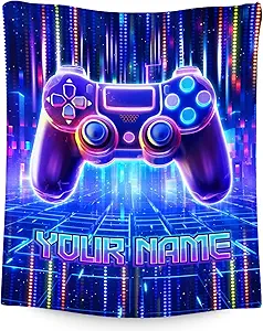 Mercuryelf Blanket for Boys Personalized Gaming Blankets Gifts - 4 Sizes Cozy Flannel Throw for Kids