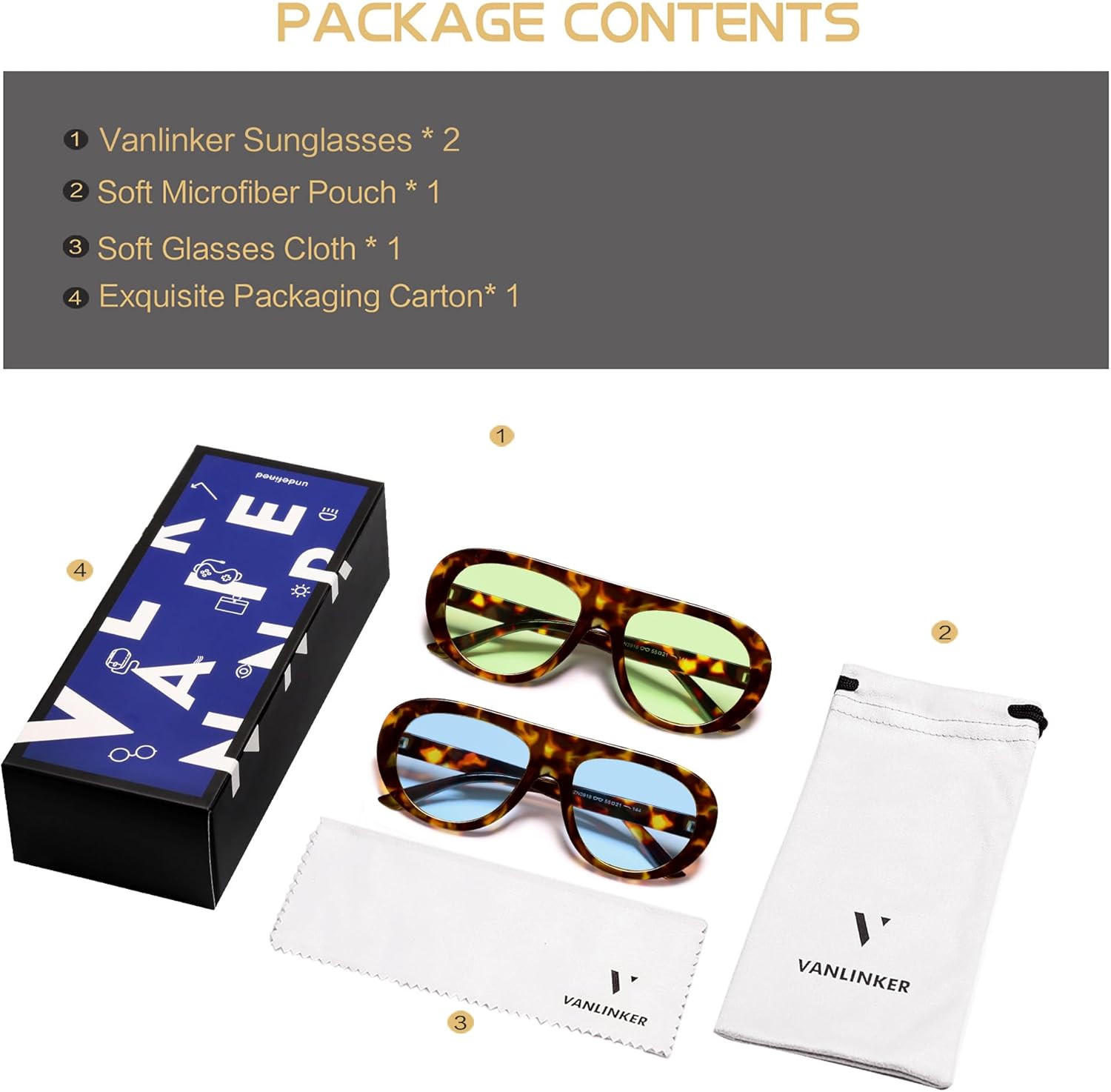 VANLINKER Retro Aviator Sunglasses for Women Chic Classic 70s Vintage Trendy 2025 Chunky UV400 Sun Glasses VL9865 - Image 6