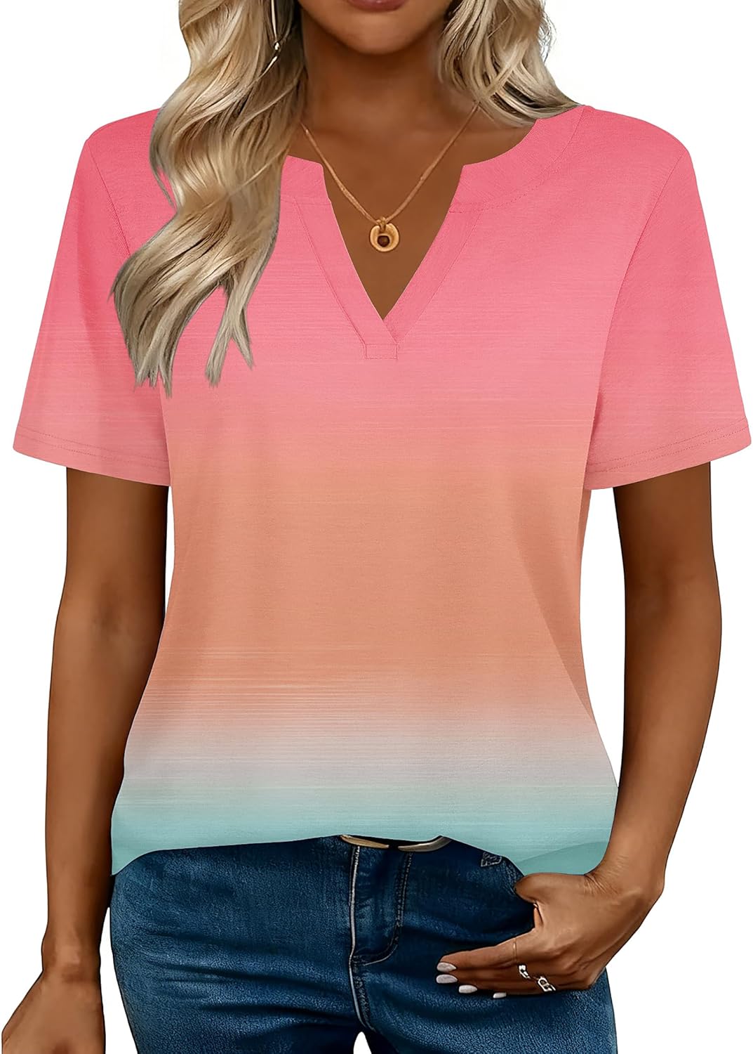 Zeagoo Womens Tops Short Sleeve V Neck Tee Shirts Cute Dressy Casual Clothing Business Work Blouse - Image 4