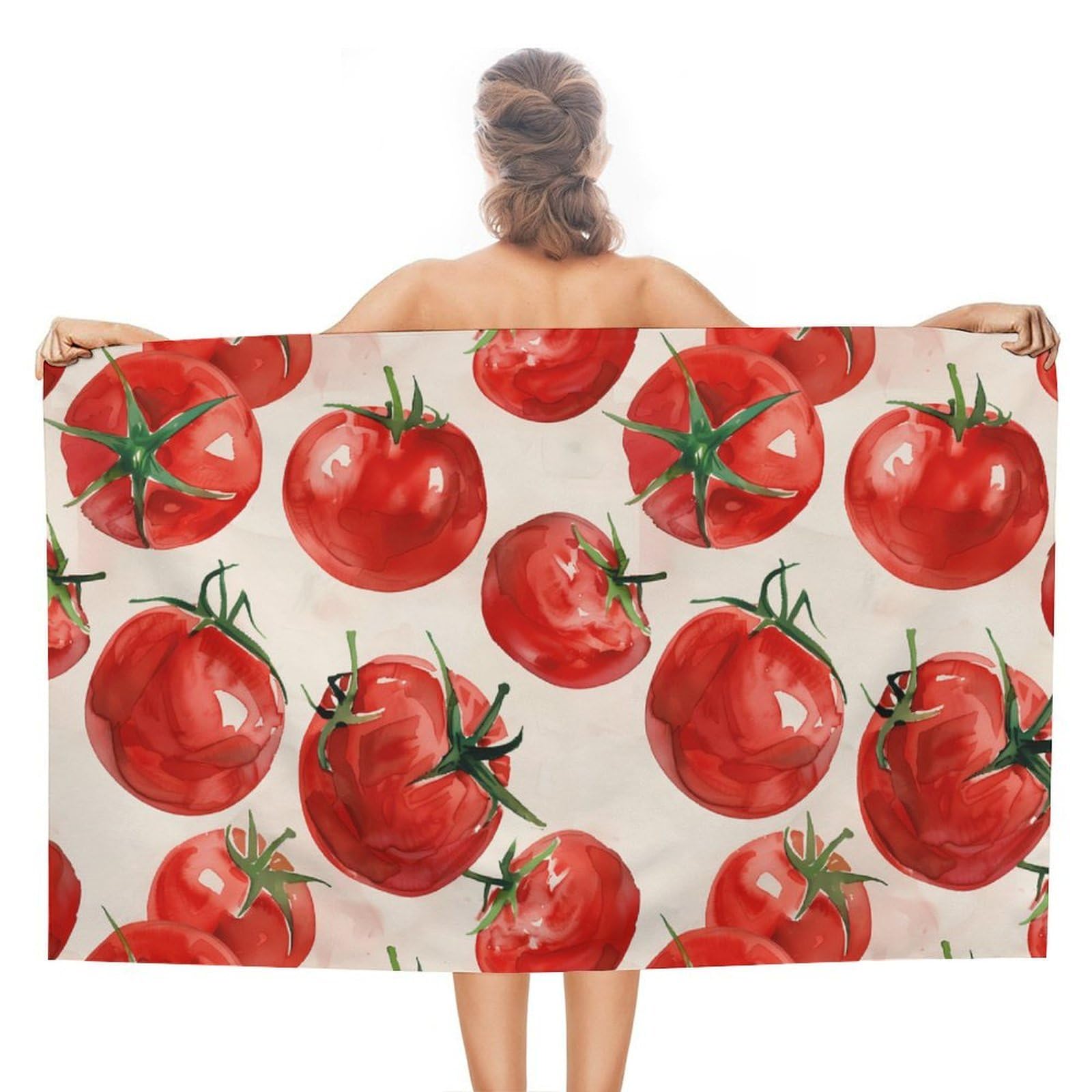 CGSBNGHA Tomatoes Watercolor Beach Towels Soft Bathroom Bath Pool Swim Towels for Women Men