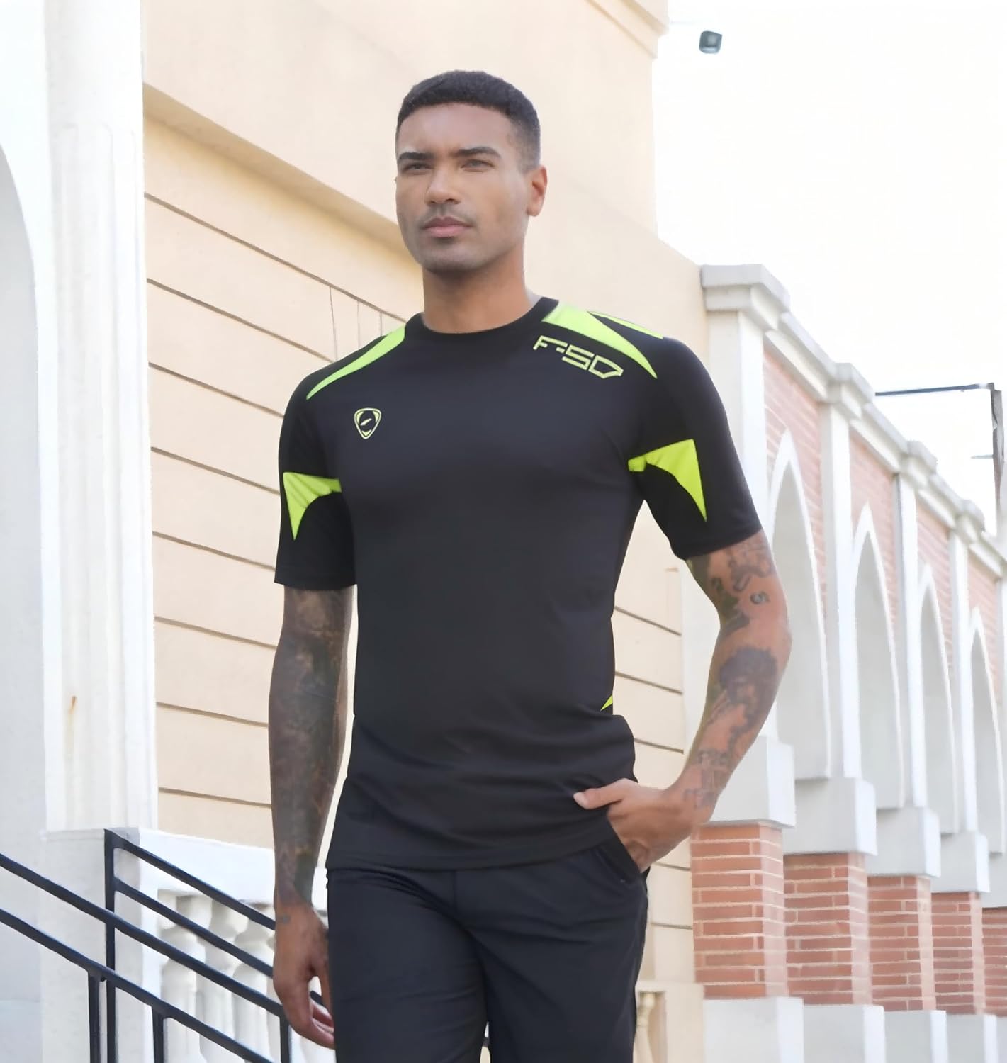 jeansian Men's Sport Quick Dry Short Sleeves T-Shirt Tees Tops LSL3209 Black L - Image 3