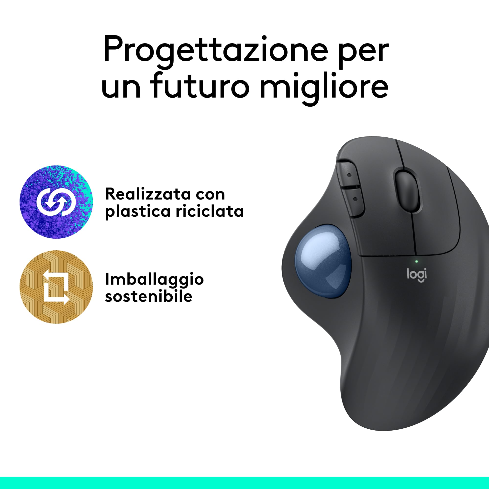 Logitech ERGO M575 Trackball wireless for Business - Controllo facile con il pollice, design ergonomico, Logi Bolt sicuro, Bluetooth, certificazione globale, Windows/Mac/Chrome/Linux - Graphite