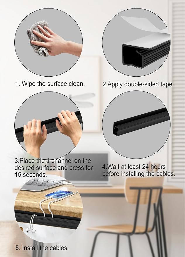 Canaletas adhesivas para cables tipo J, pack de 6 miniatura 5