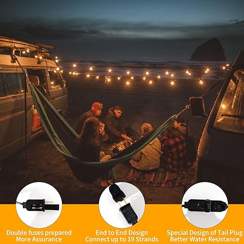 Miniatura 7 de Guirnalda de luces LED para exteriores de 40 pies, impermeables, G40, luces LED para exteriores para patio con 27 bombillas Edison vintage