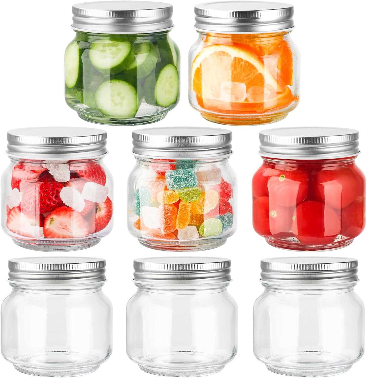 GUEQUITLEX Glass Mason Jars With Lids Genuine Preserve Jar 8oz, Canning Jars for Food Storage, Dry Food, Snacks, Candies, DIY Projects 8 Pack 8oz,8 pcs