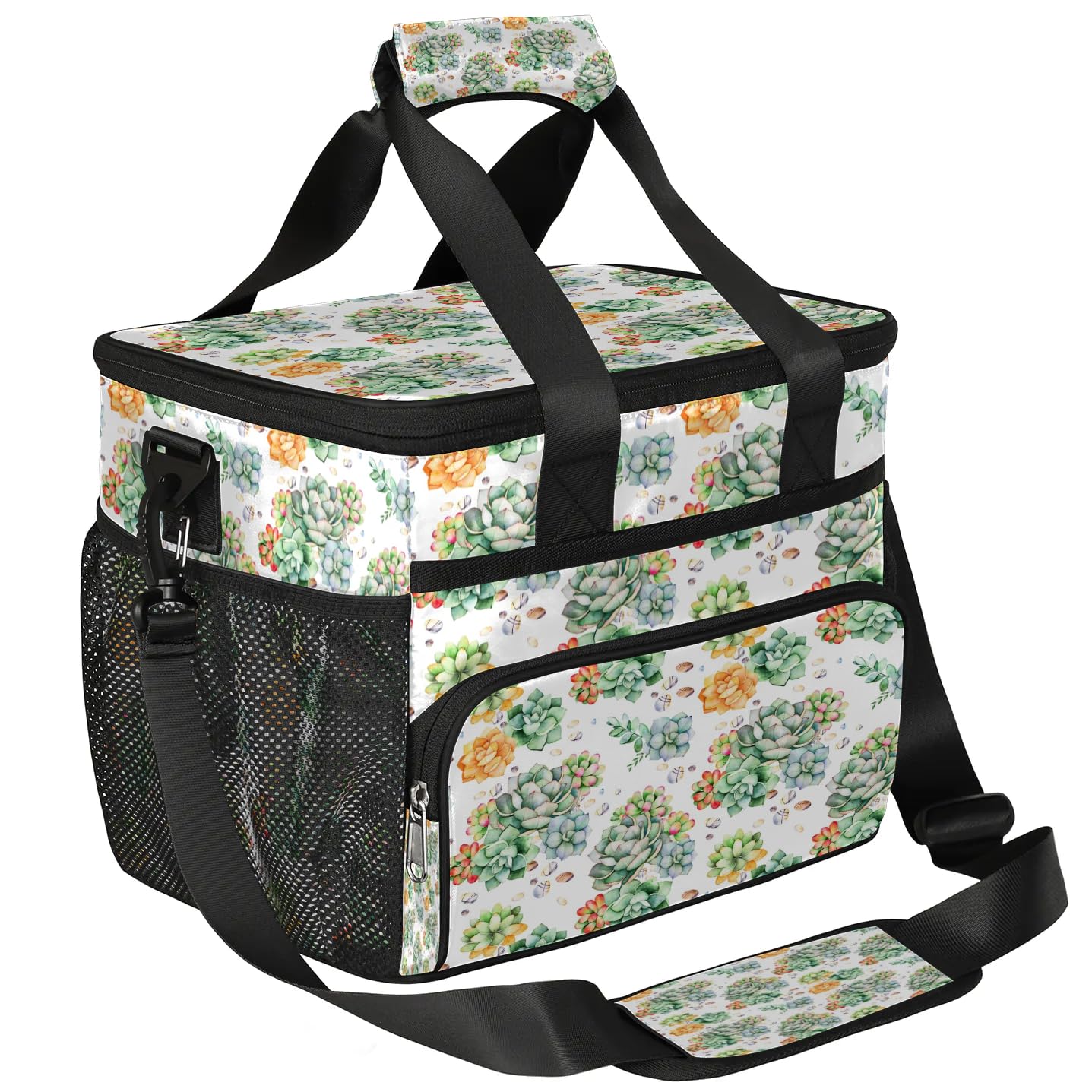 Grand sac à déjeuner isotherme pour adultes, hommes, femmes, enfants, filles, garçons, motif succulent, sac isotherme pour le travail, le pique-nique, le barbecue