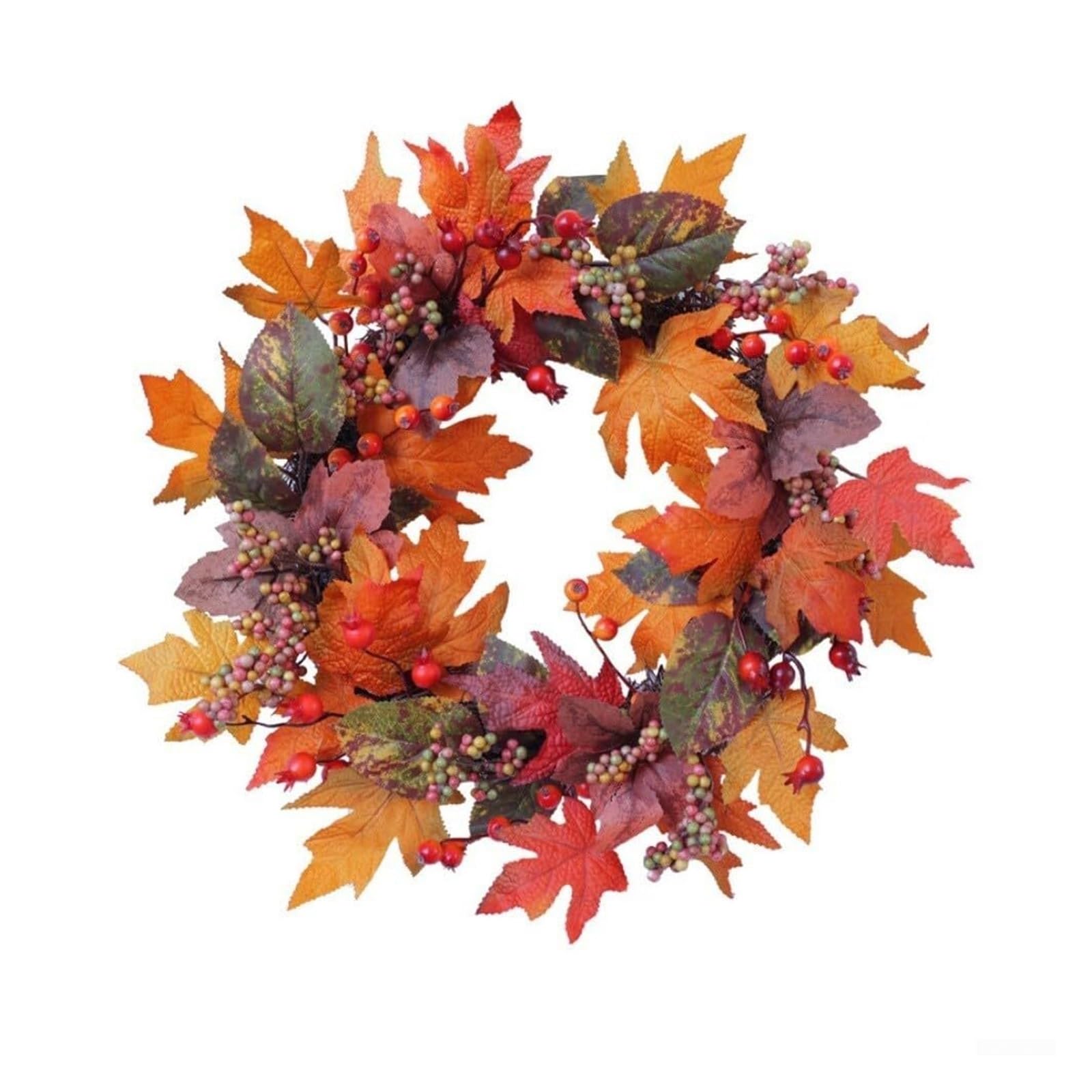 WYLFYJP 50cm Autumn Wreath For Front Door With Artificial Maple Leaves