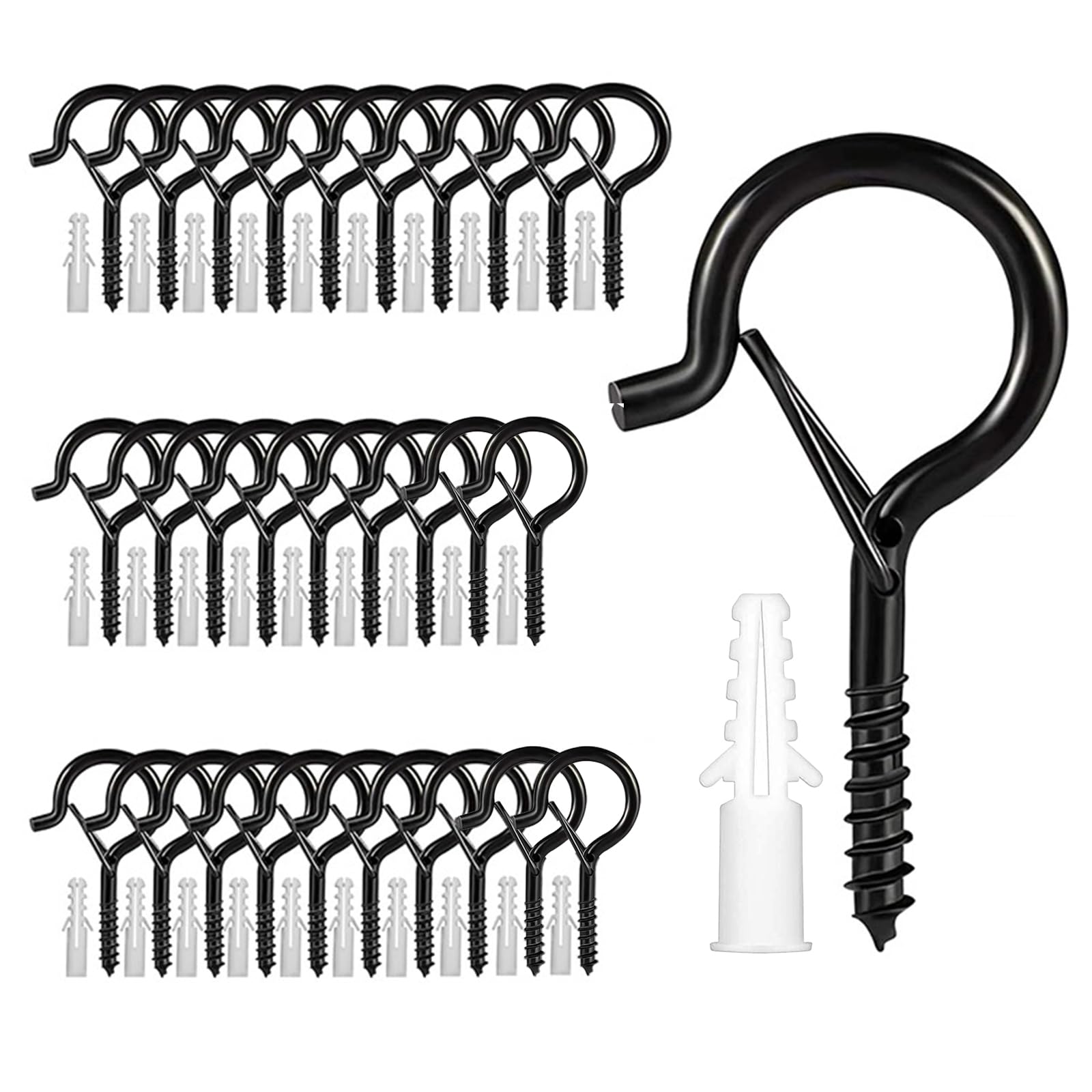 Oenothera 30 Pieces Q Hanger Hooks with Safety Buckle, Screw Hooks