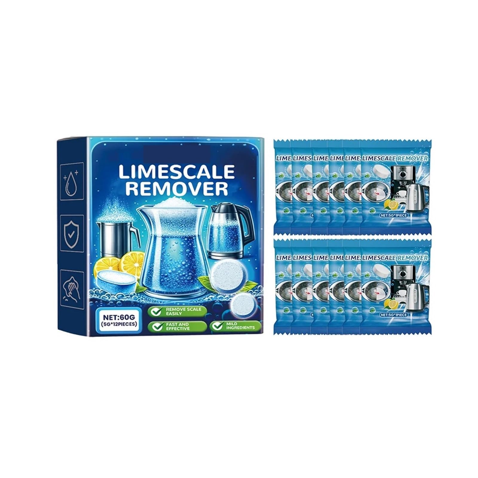 pastiglie detergenti per lavatrice Compresse effervescenti for la pulizia delle squame(3 Boxes)