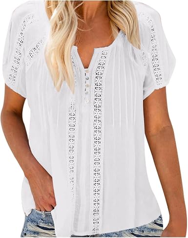 Crochet Eyelet Blouse Solid 