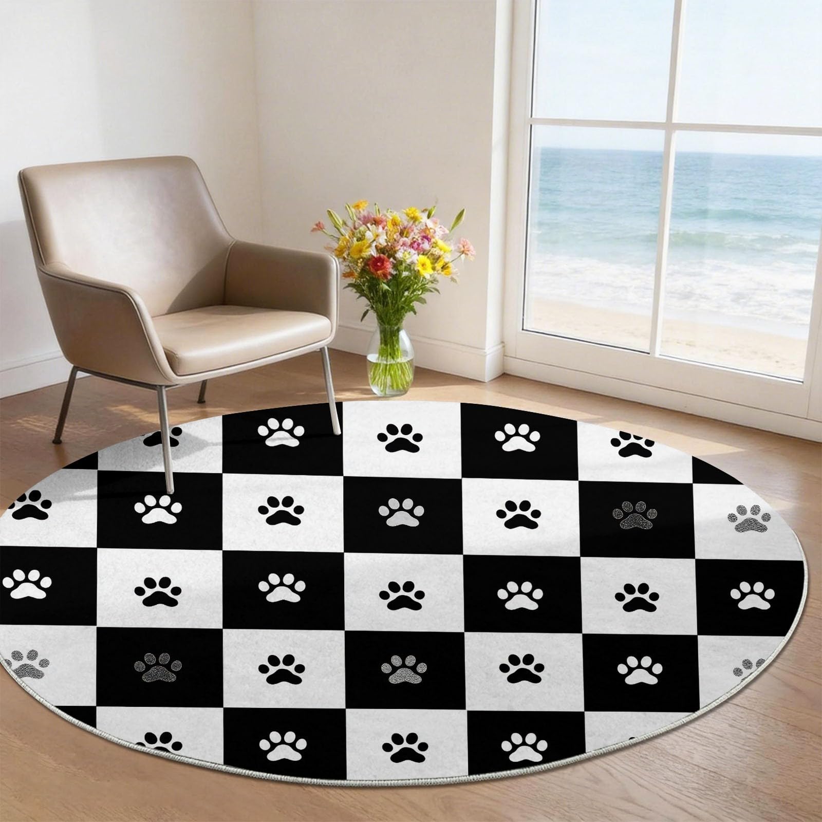 Tapis doux rond 180 cm facile d'entretien pour salle de jeu enfant