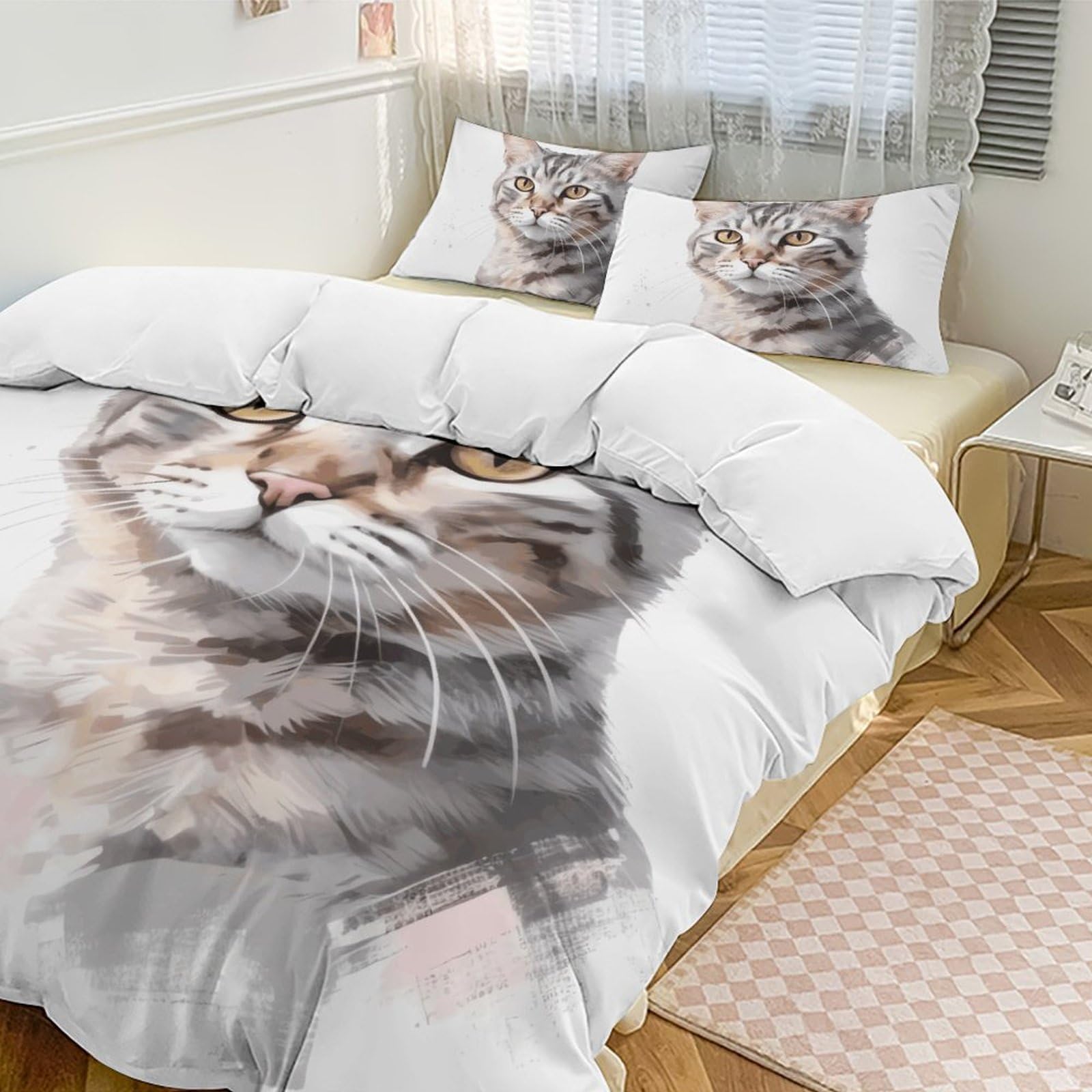 Parure de lit avec 2 taies d'oreiller microfibre douce 228x228cm