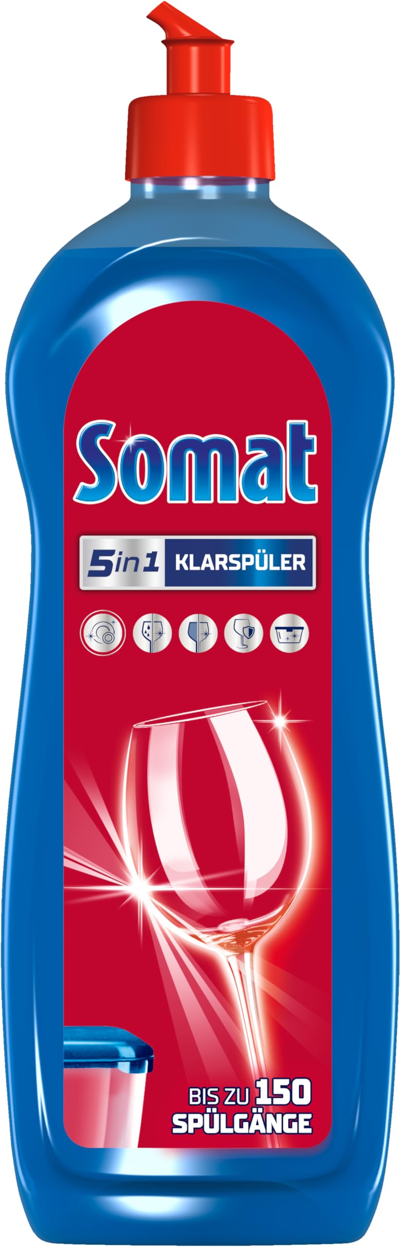 Somat 5in1 Klarspüler (750 ml), Spülmittel-Zusatz für schnelle Trocknung, Klarspüler für Geschirrspüler verleiht brillanten Glanz auf Gläsern, Geschirr und in der Maschine, bis zu 150 Spülgänge