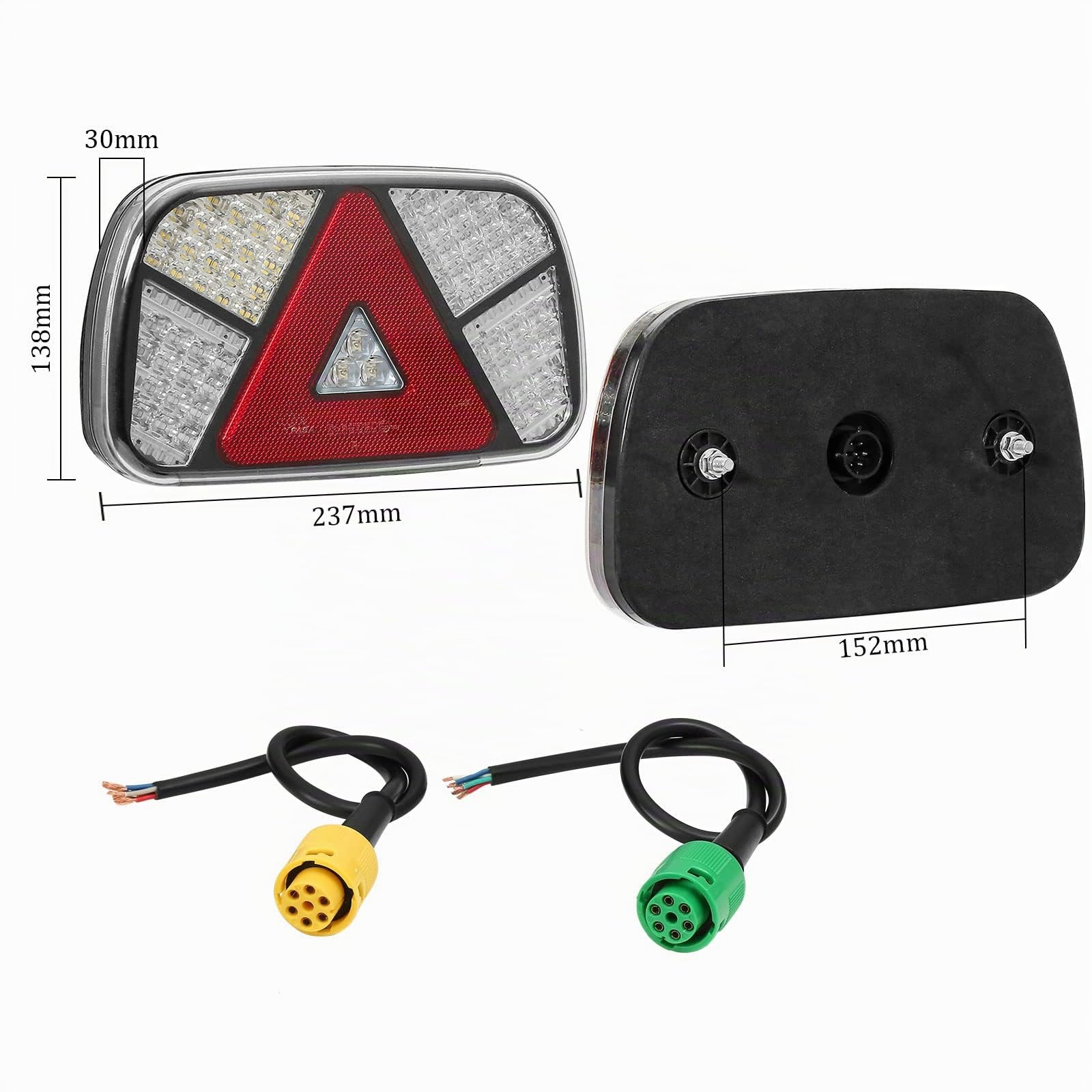 LED Rimorchio Fanali Posteriori Kit, 12V Impermeabile Universale Rimorchio Luci Posteriori Kit, Con Cavo a Spina 6 Poli 30cm, Per Caravan RV Autocarro Trattore Rimorchio